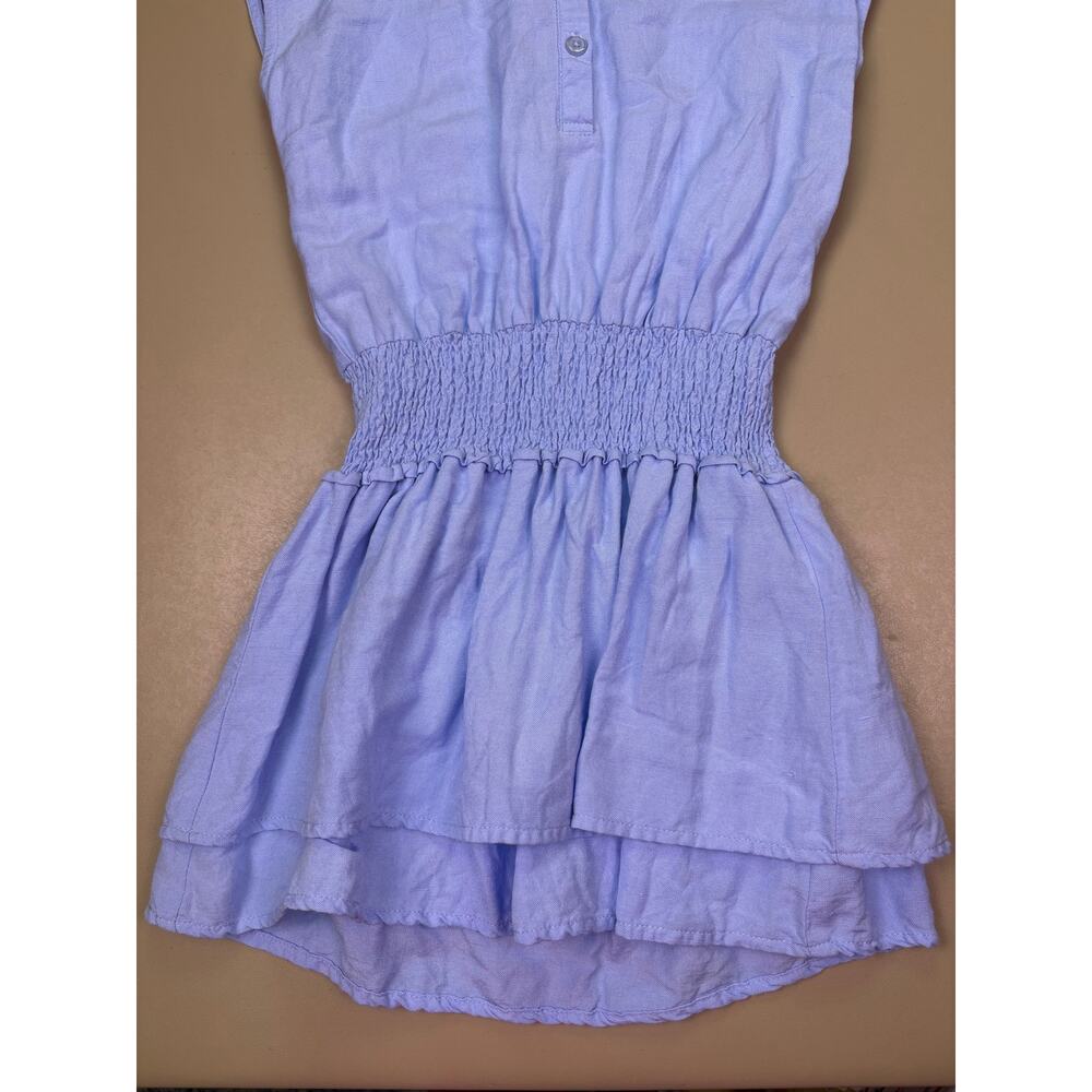 Pleat Girls Blue Smocked Waist Button Front Tiered Dress Size 8 EUC - Picture 4 of 6